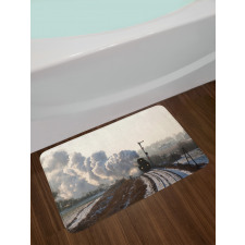 Train Snowy Scene Bath Mat