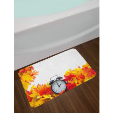 Autumn Leaves Clock Bath Mat