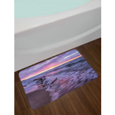 Wavy Sea Couldy Sunset Bath Mat