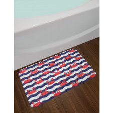 Crabs on Striped Bath Mat