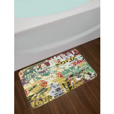 Old Torn Posters Collage Bath Mat