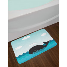 Whale in Wavy Ocean Bath Mat