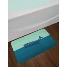 Blue Whale in the Sea Bath Mat