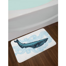 Whale with Striped Wave Bath Mat
