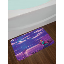 Cartoon Style Dolphins Bath Mat