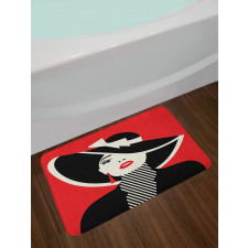 Women with Vintage Hat Bath Mat