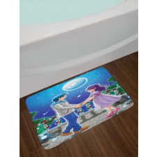 Romantic Manga Couple Bath Mat