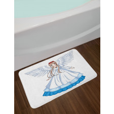 Cartoon with Angel Wings Bath Mat