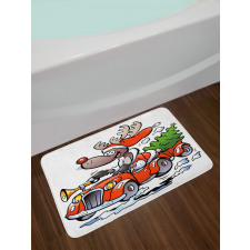 Reindeer in Red Car Bath Mat