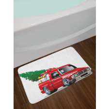 Red Farm Truck Bath Mat