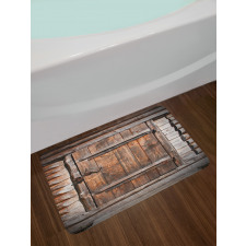 Rustic Wooden Door Bath Mat