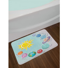 Cartoon Sun Planets Bath Mat