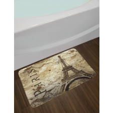 Eiffel Tower on Grunge Wall Bath Mat