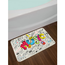 Pop Art Doodle Style Art Bath Mat