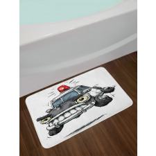 Police Car Art Image Bath Mat