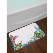 Cactus Flowers Birds Bath Mat