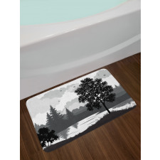 Trees Birds Cloudy Sky Bath Mat