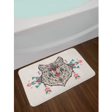 Big Wolf Head Ornaments Bath Mat