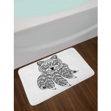 Native America Wolf Head Bath Mat