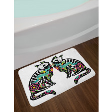 Skeleton Cats Skull Bath Mat