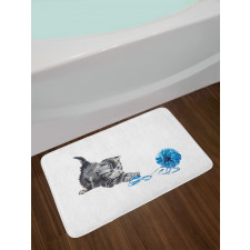 Playful Baby Kitten Furry Bath Mat