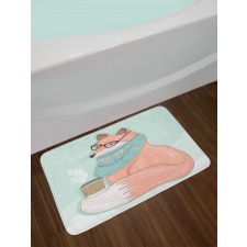 Hipster Fox Glasses Bath Mat