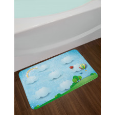 Balloons Clouds Stars Hill Bath Mat