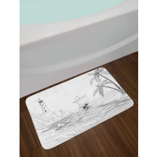 Sketch with Boat Palms Bath Mat