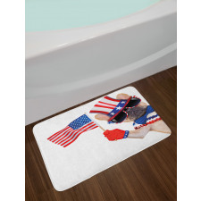 Patriotic Pug Dog Bath Mat