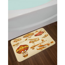 Vintage Baloons Planes Bath Mat