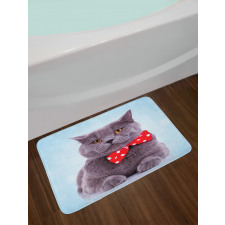 Grey Scottish Fold Theme Bath Mat