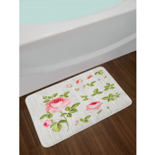 Vintage Rose Petals Leaf Bath Mat