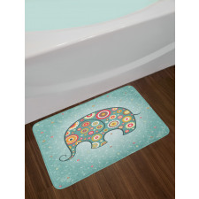 Elephant with Flowers Bath Mat