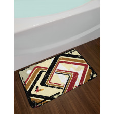 Retro Trippy Form Ruby Bath Mat