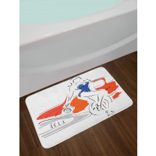 Woman Sketch in Polka Bath Mat