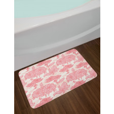 Pink Flowers and Leaves Bath Mat