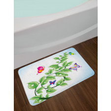 Floral Leaves Branches Bath Mat