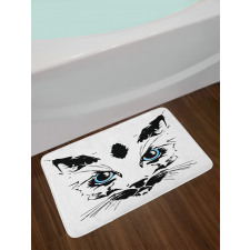 Big Cat Face Pet Sketchy Bath Mat