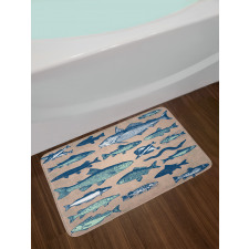 Vintage Seafood Composition Bath Mat