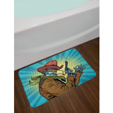 Western Style Robot Cowboy Bath Mat