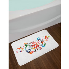 Abstract Wild Birds Owl Bath Mat