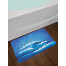 Fish and Wave in Ocean Bath Mat