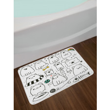 Sketchy Cats with Toys Bath Mat