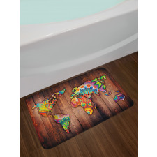 Map on Plank Bath Mat