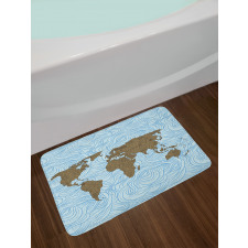 Map with Waves Bath Mat