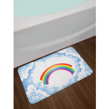 Rainbow Fluffy Clouds Bath Mat