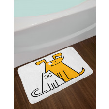 Cats and Dogs Friends Bath Mat