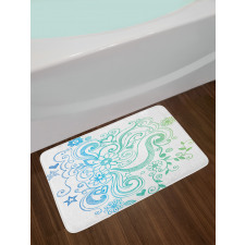 Ombre Sketchy Floral Bath Mat