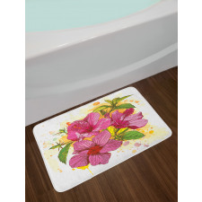 Vibrant Hibiscus Flower Bath Mat