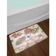 Flower Petal Shabby Plant Bath Mat